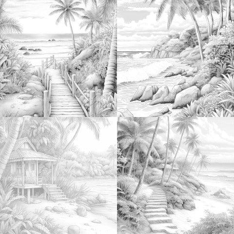 Tropical Beach Coloring Book - CraftNest - Digital Crafting and Art