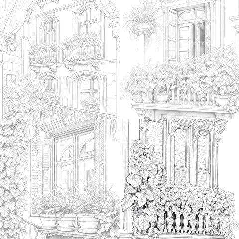Mediterranean Windows Coloring Book - CraftNest - Digital Crafting and Art