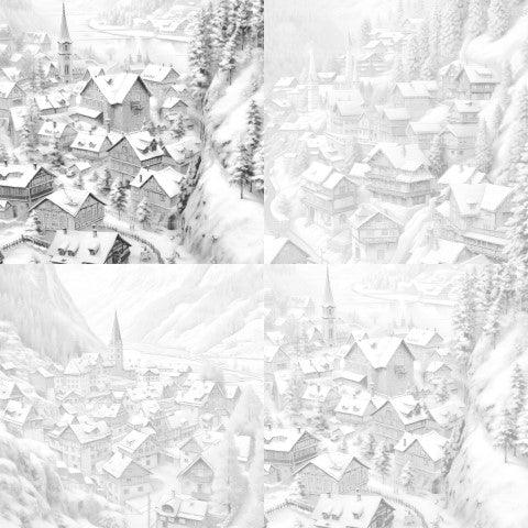 Winter Villages Coloring Book - CraftNest - Digital Crafting and Art