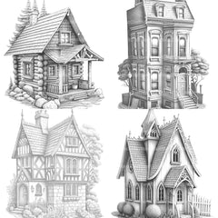 Mixed Style Tiny House Coloring Book - CraftNest - Digital Crafting and Art