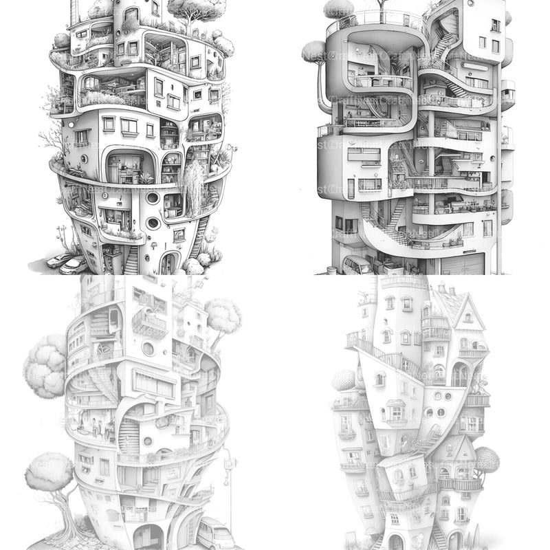 Condominium Tiny House Coloring Book - CraftNest - Digital Crafting and Art