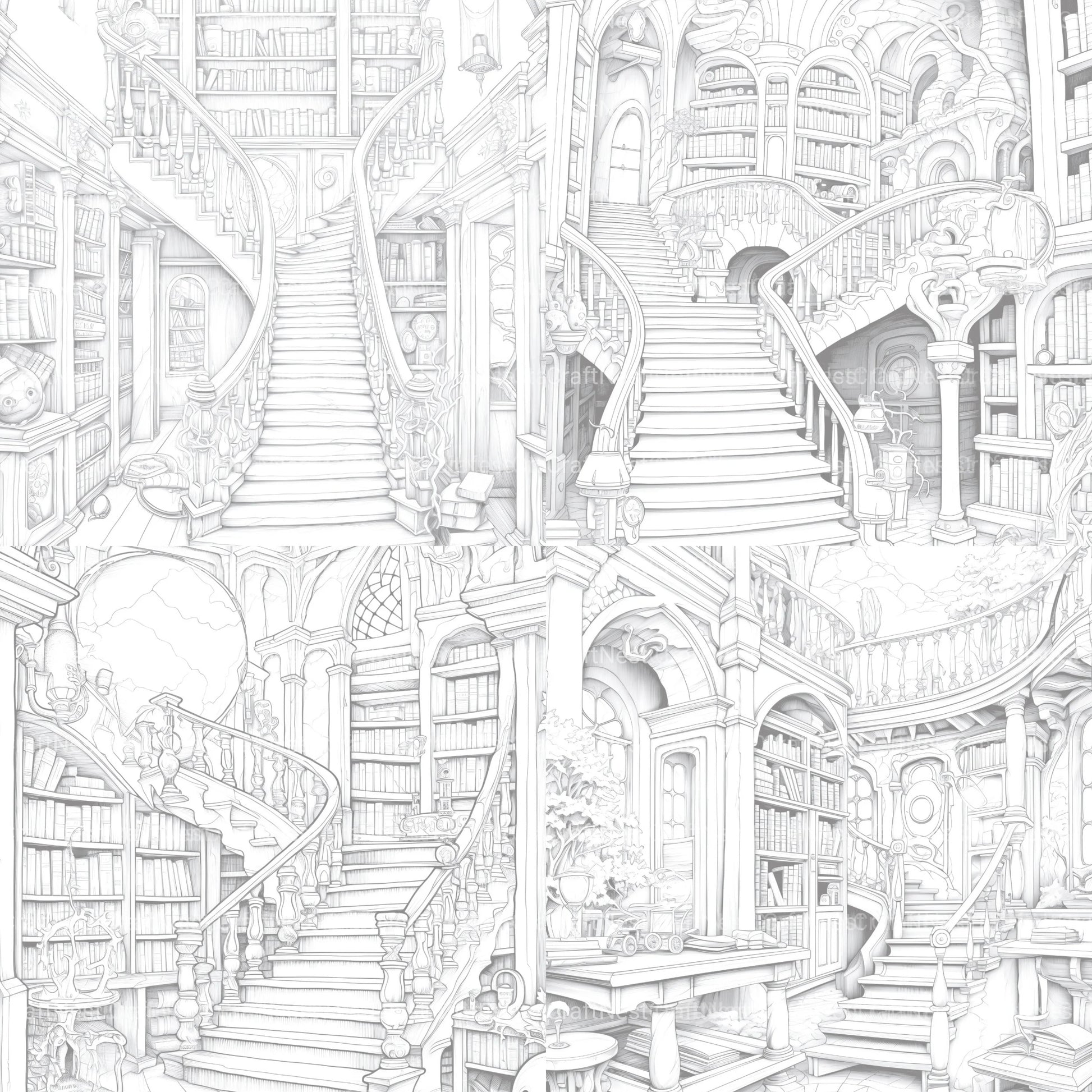 Enchanted Library Coloring Book - CraftNest - Digital Crafting and Art