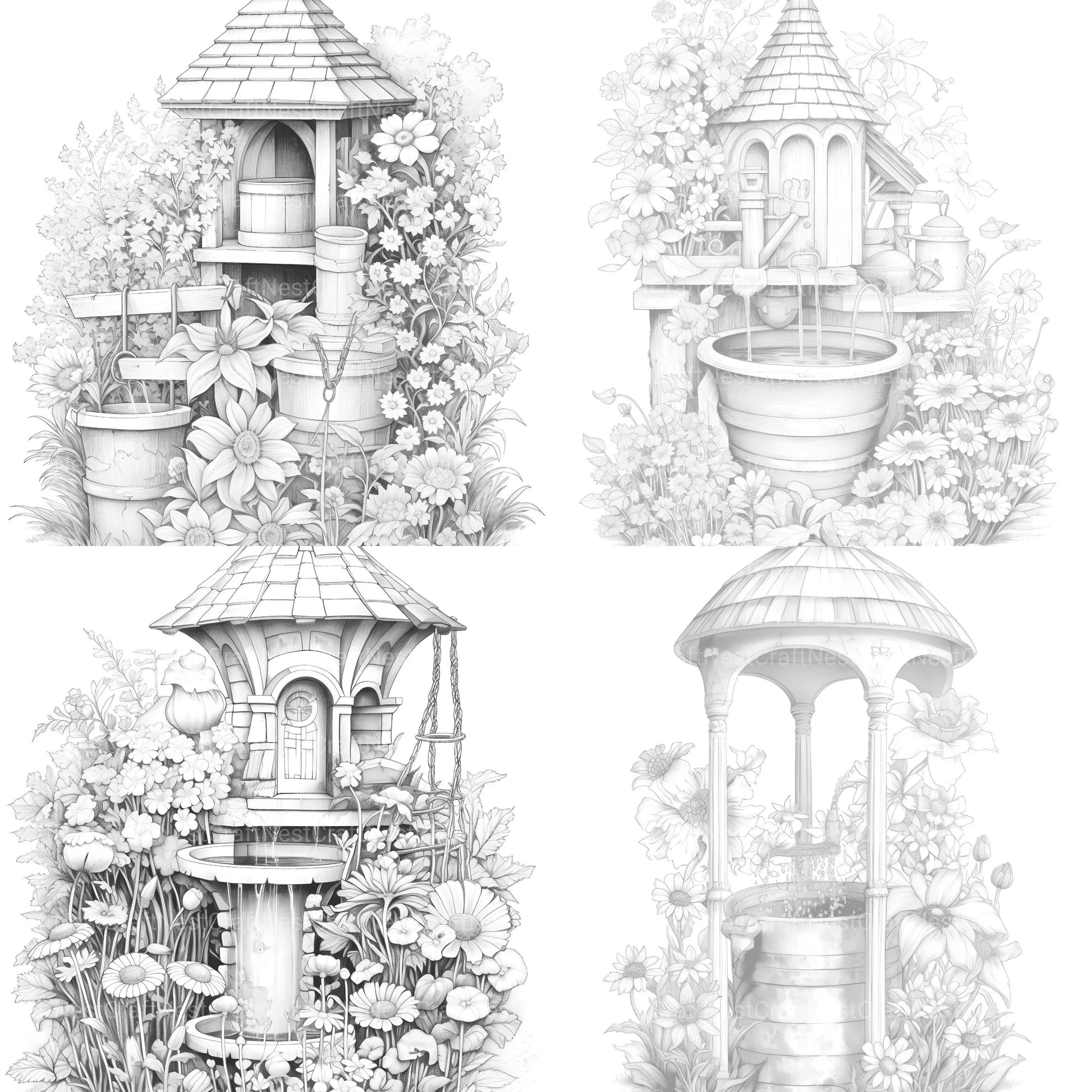 Wishing Well Coloring Book - CraftNest - Digital Crafting and Art