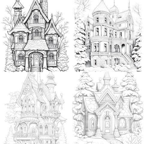Winter Houses Coloring Book - CraftNest - Digital Crafting and Art
