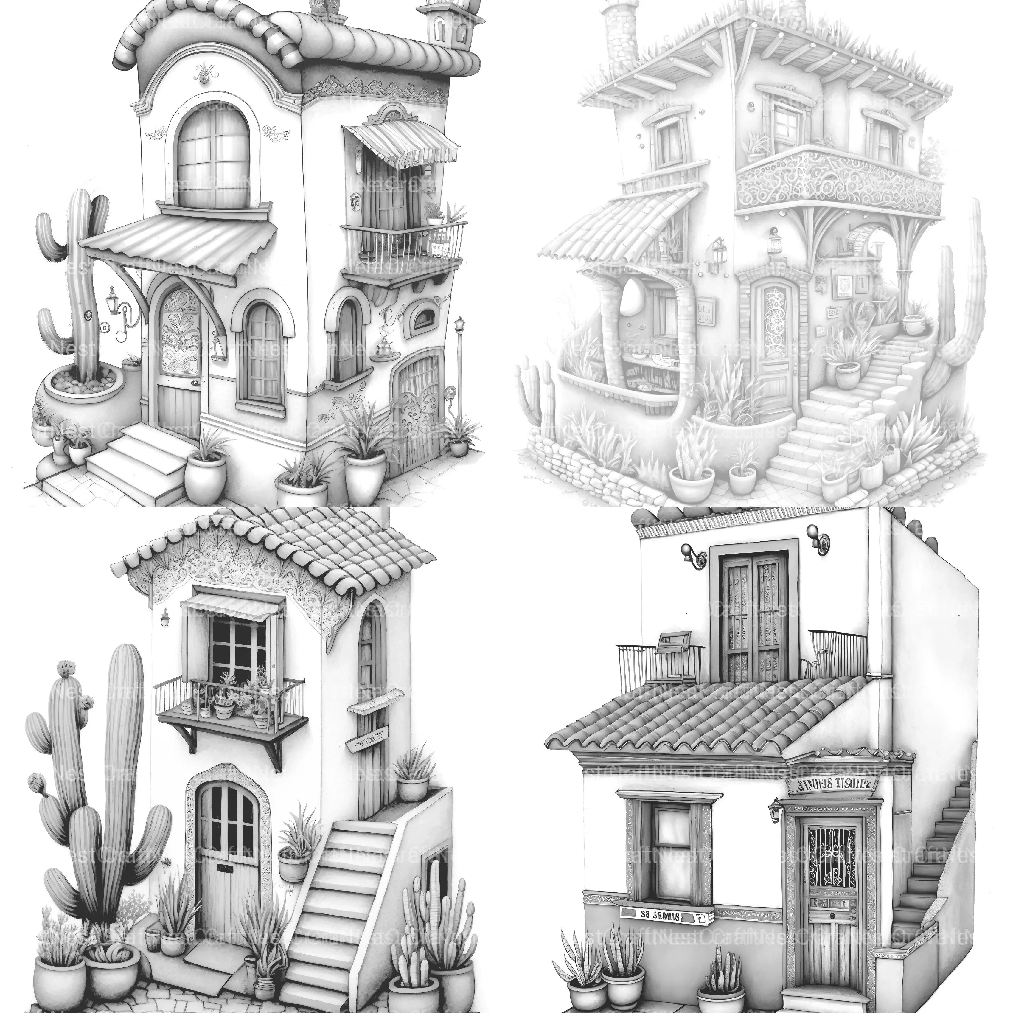 Mexican Tiny House Coloring Book - CraftNest - Digital Crafting and Art