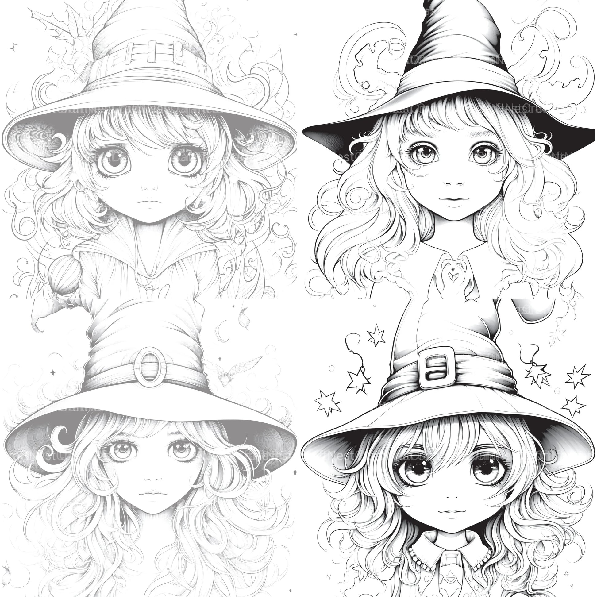 Cute Witch Coloring Book - CraftNest - Digital Crafting and Art