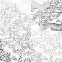 Winter Villages Coloring Book - CraftNest - Digital Crafting and Art