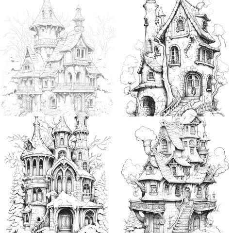 Winter Houses Coloring Book - CraftNest - Digital Crafting and Art