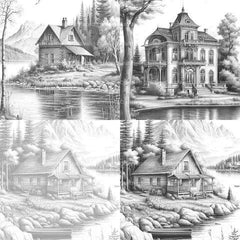 Lake Houses Coloring Book - CraftNest - Digital Crafting and Art