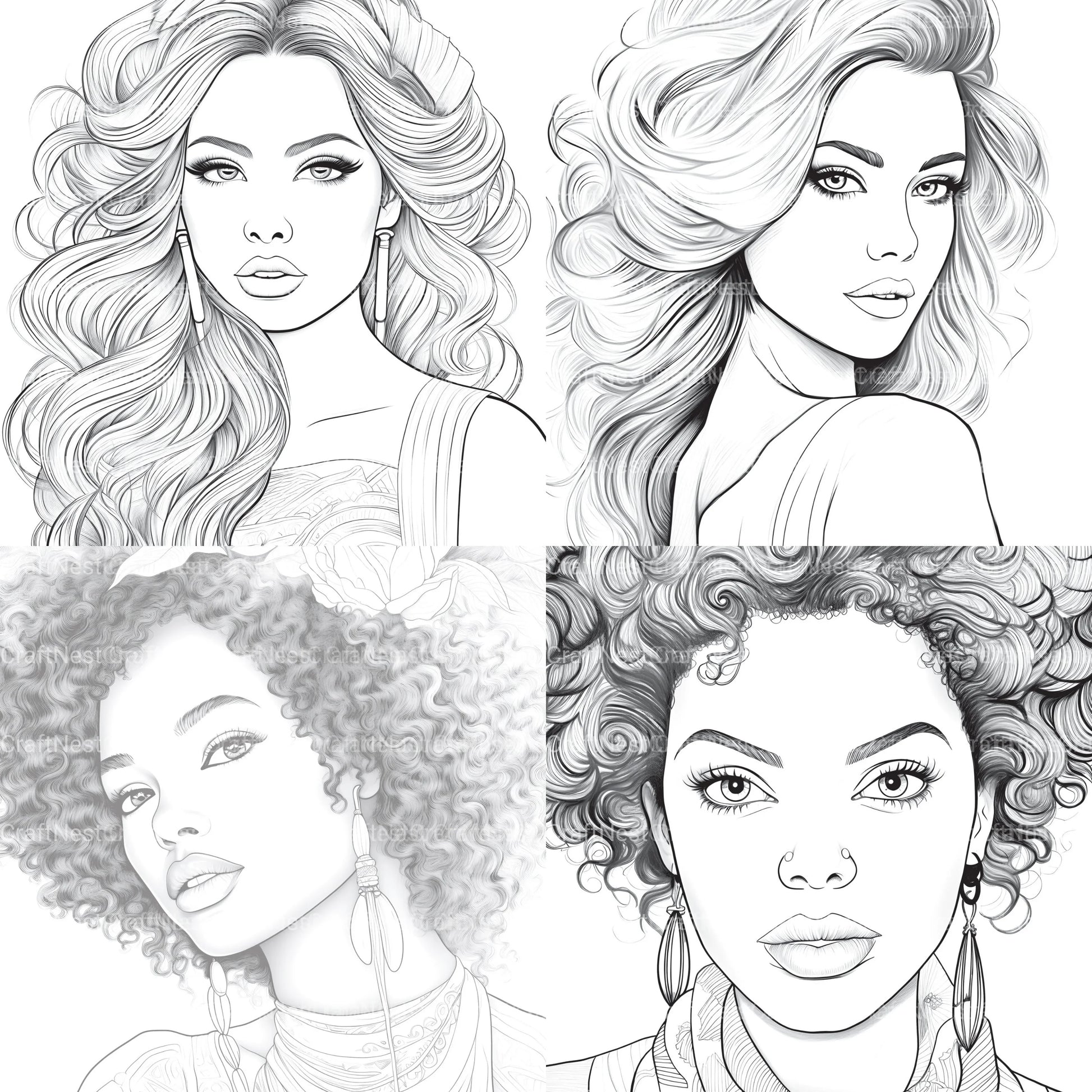 Beautiful Women Coloring Book - CraftNest - Digital Crafting and Art