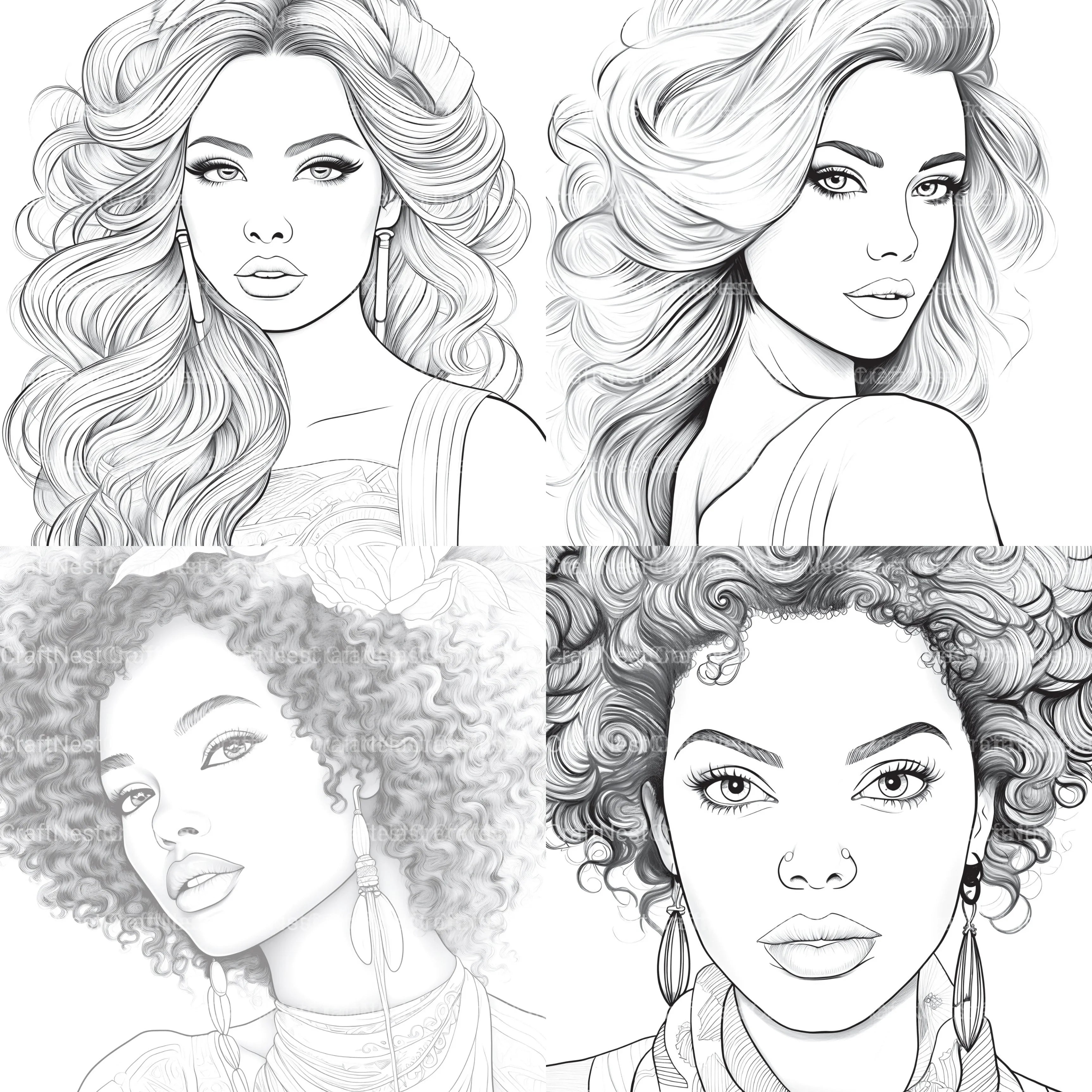 Beautiful Women Coloring Book - CraftNest - Digital Crafting and Art