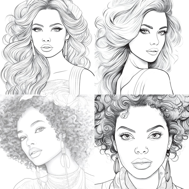Beautiful Women Coloring Book - CraftNest - Digital Crafting and Art