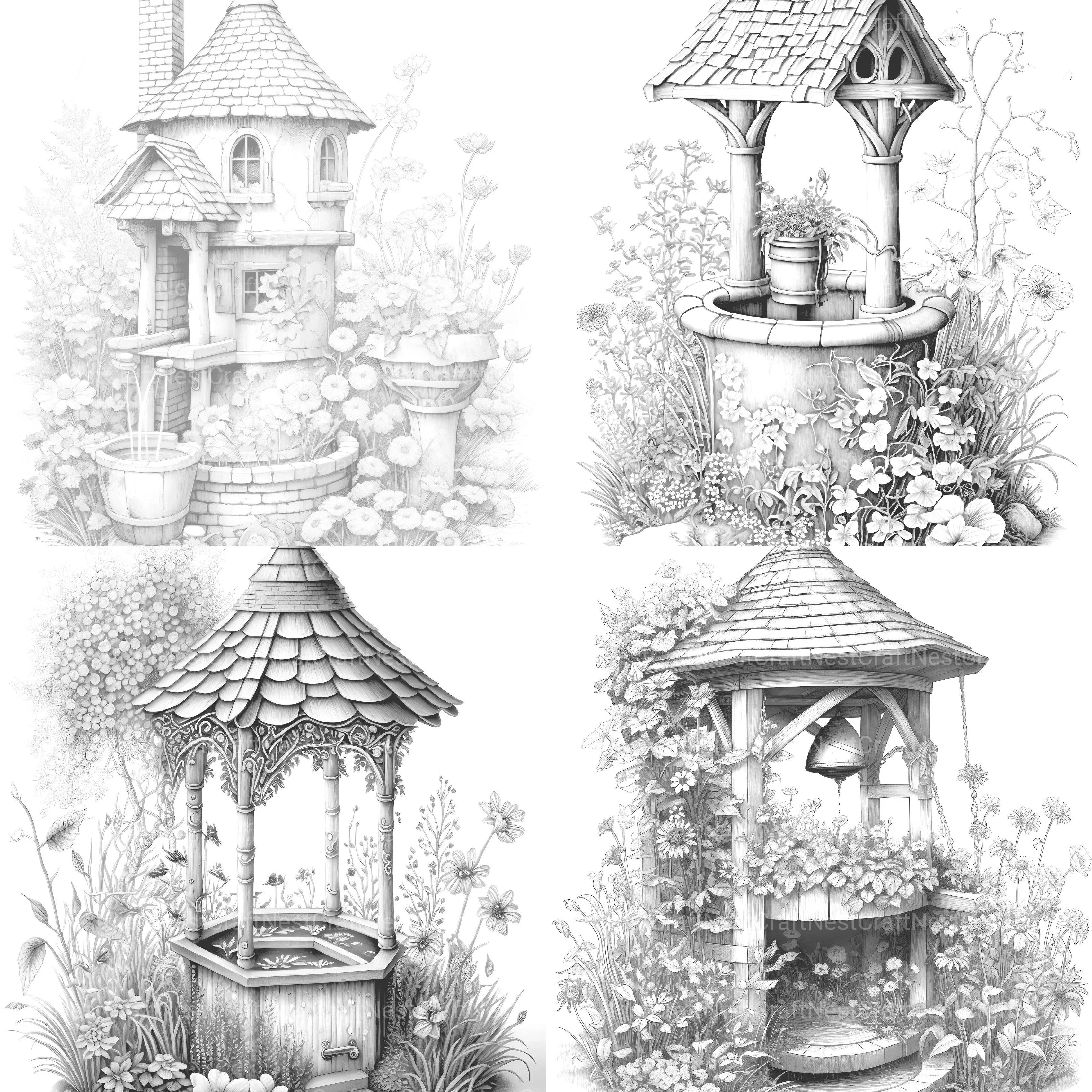 Wishing Well Coloring Book - CraftNest - Digital Crafting and Art