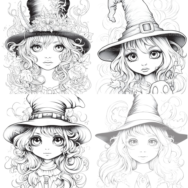 Cute Witch Coloring Book - CraftNest - Digital Crafting and Art