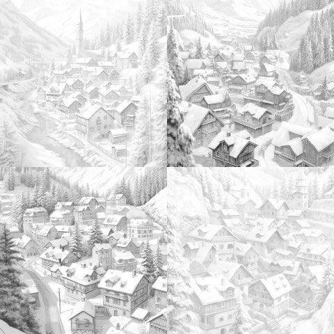 Winter Villages Coloring Book - CraftNest - Digital Crafting and Art
