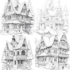 Winter Houses Coloring Book - CraftNest - Digital Crafting and Art