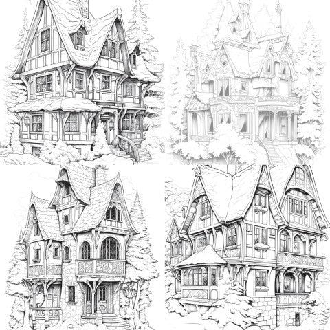 Winter Houses Coloring Book - CraftNest - Digital Crafting and Art