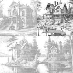 Lake Houses Coloring Book - CraftNest - Digital Crafting and Art