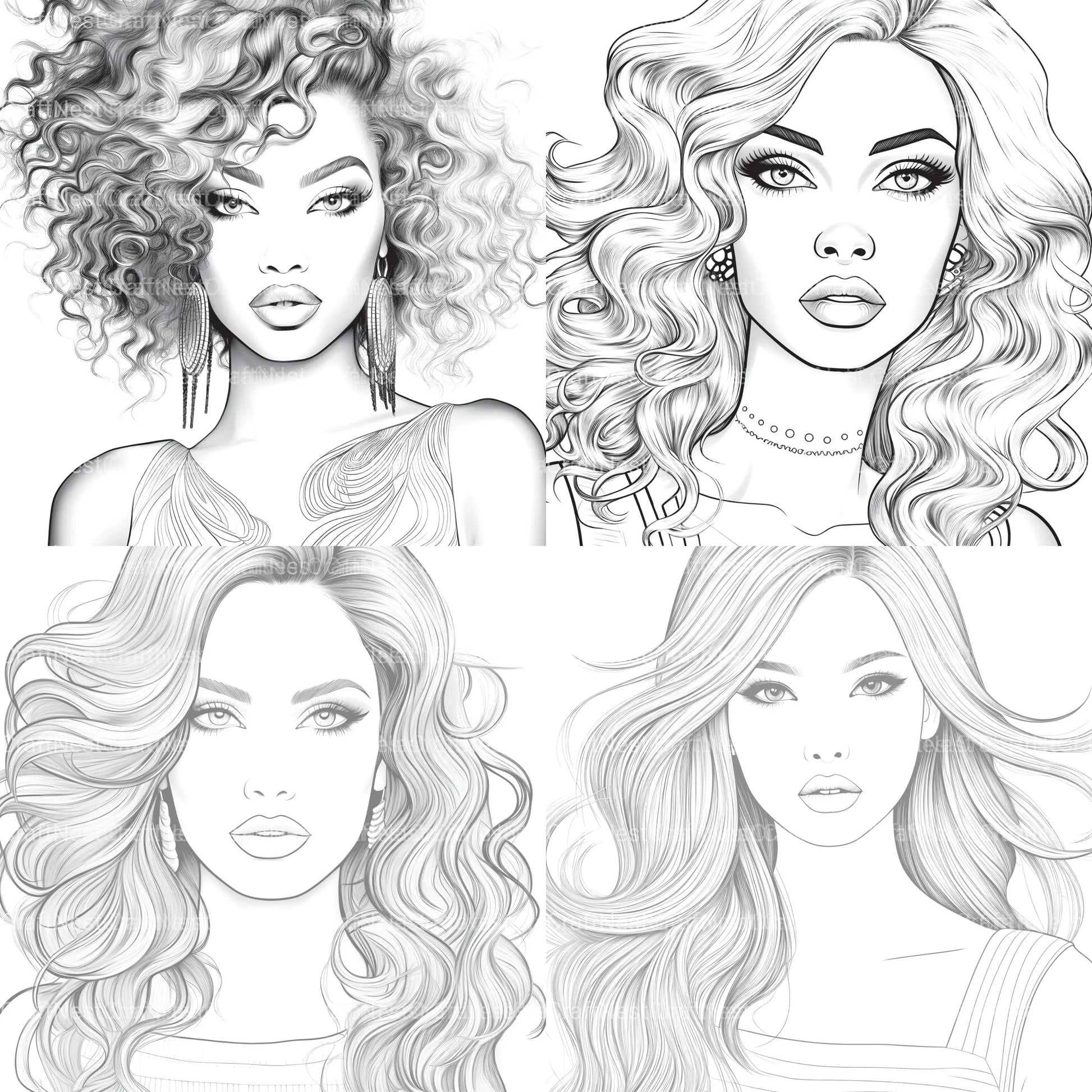 Beautiful Women Coloring Book - CraftNest - Digital Crafting and Art