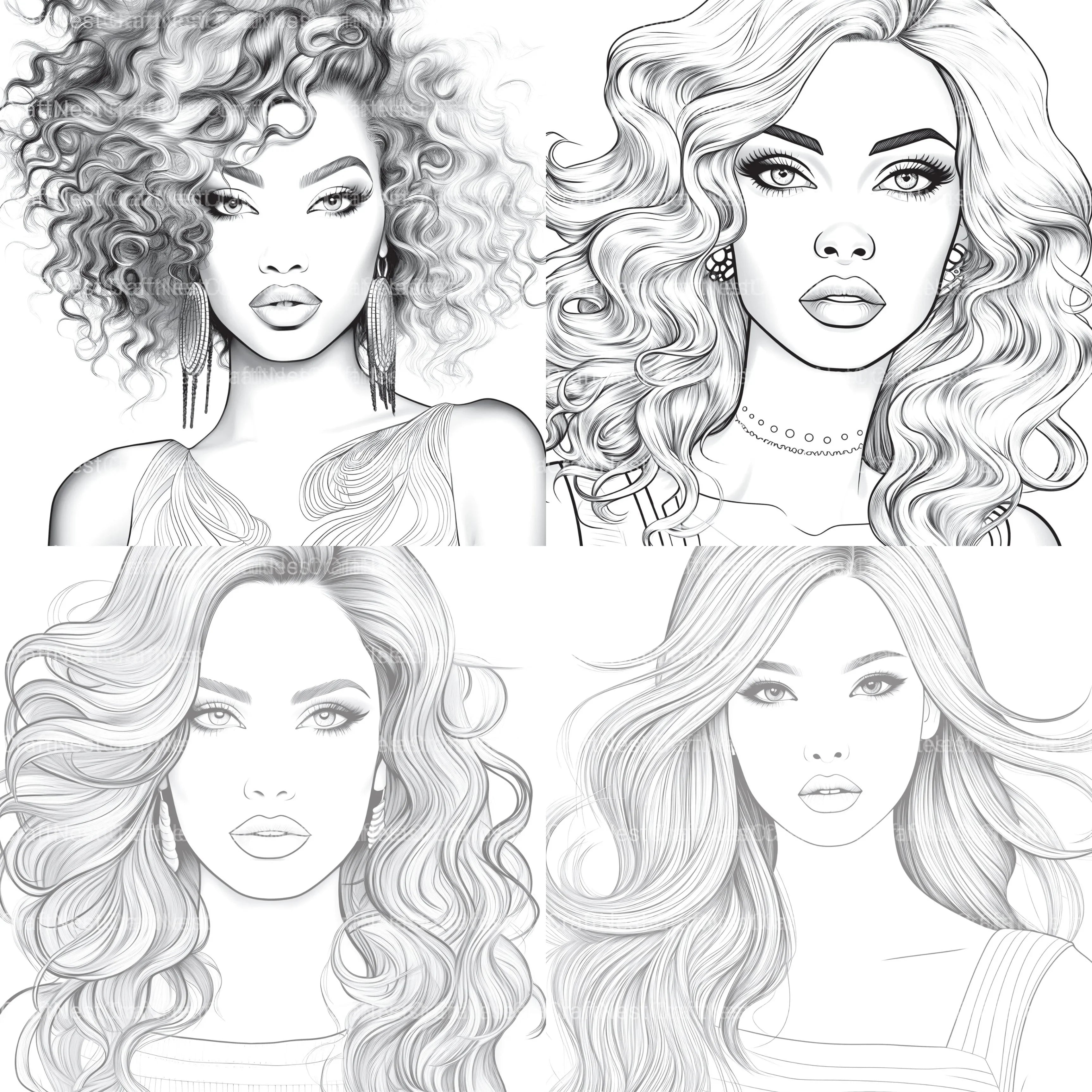 Beautiful Women Coloring Book - CraftNest - Digital Crafting and Art