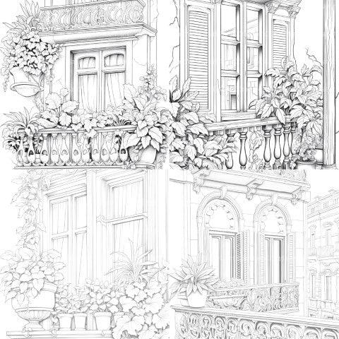 Mediterranean Windows Coloring Book - CraftNest - Digital Crafting and Art