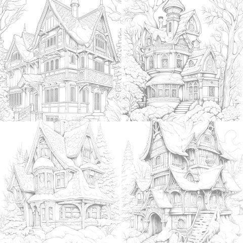 Winter Houses Coloring Book - CraftNest - Digital Crafting and Art