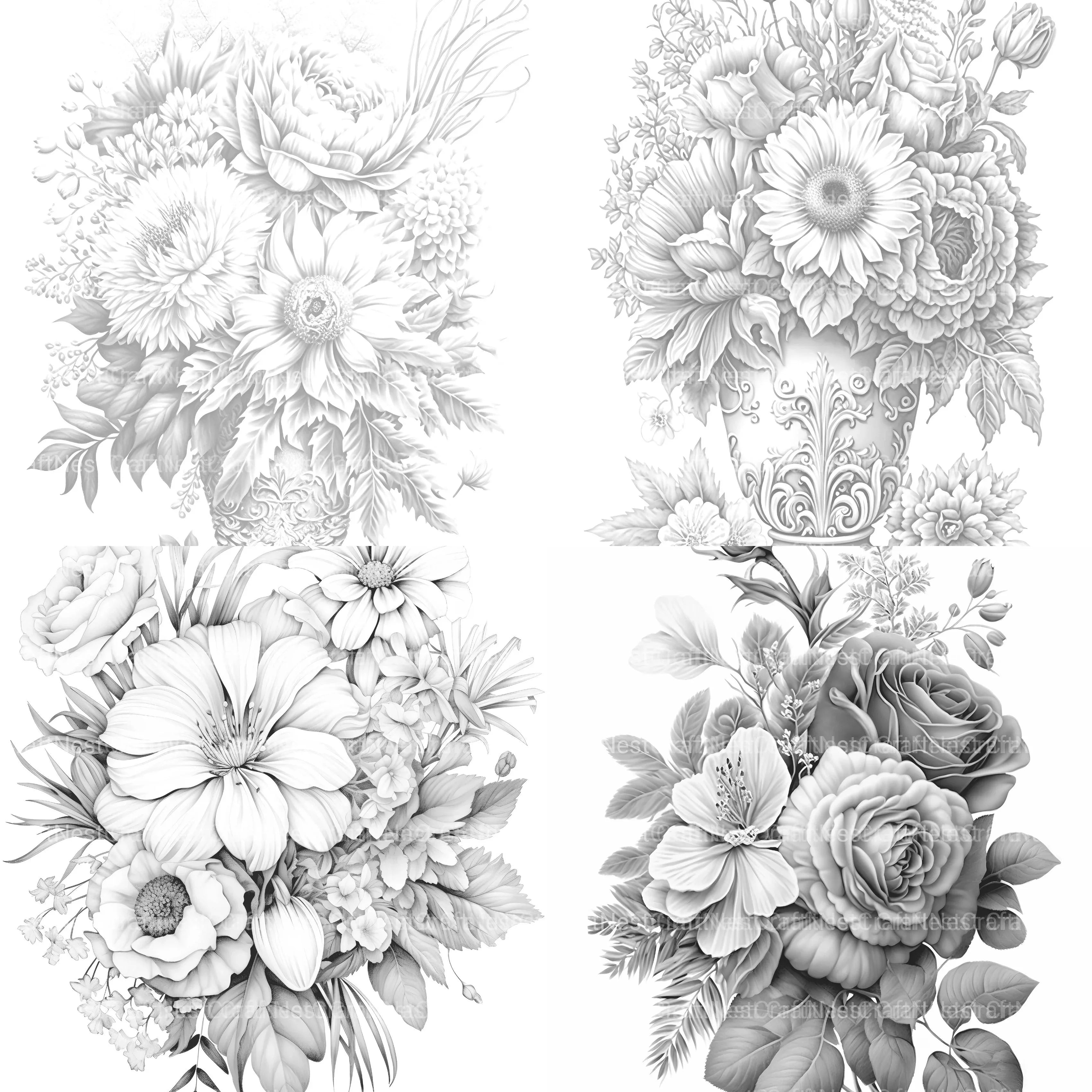 Flower Coloring Book - CraftNest - Digital Crafting and Art