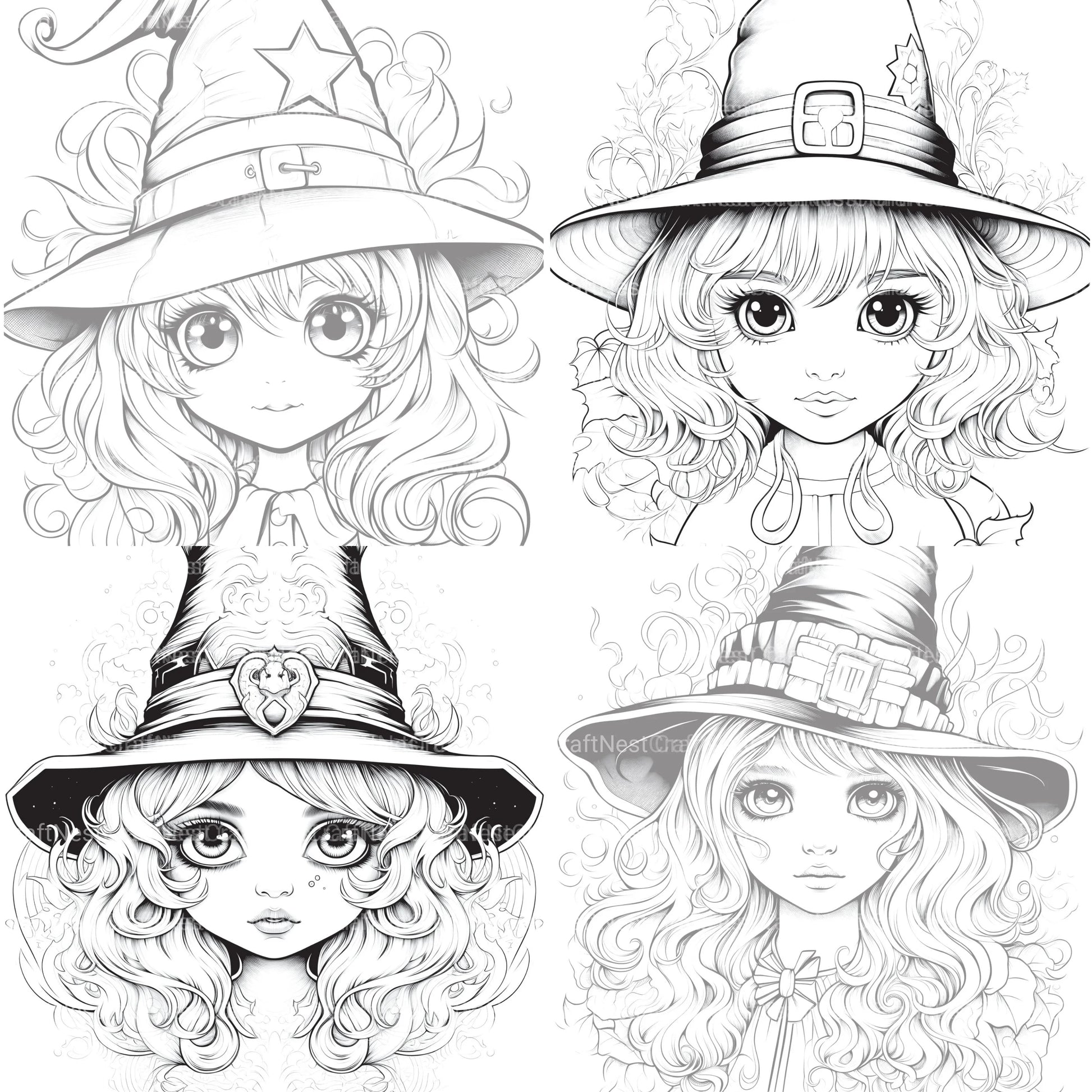 Cute Witch Coloring Book - CraftNest - Digital Crafting and Art