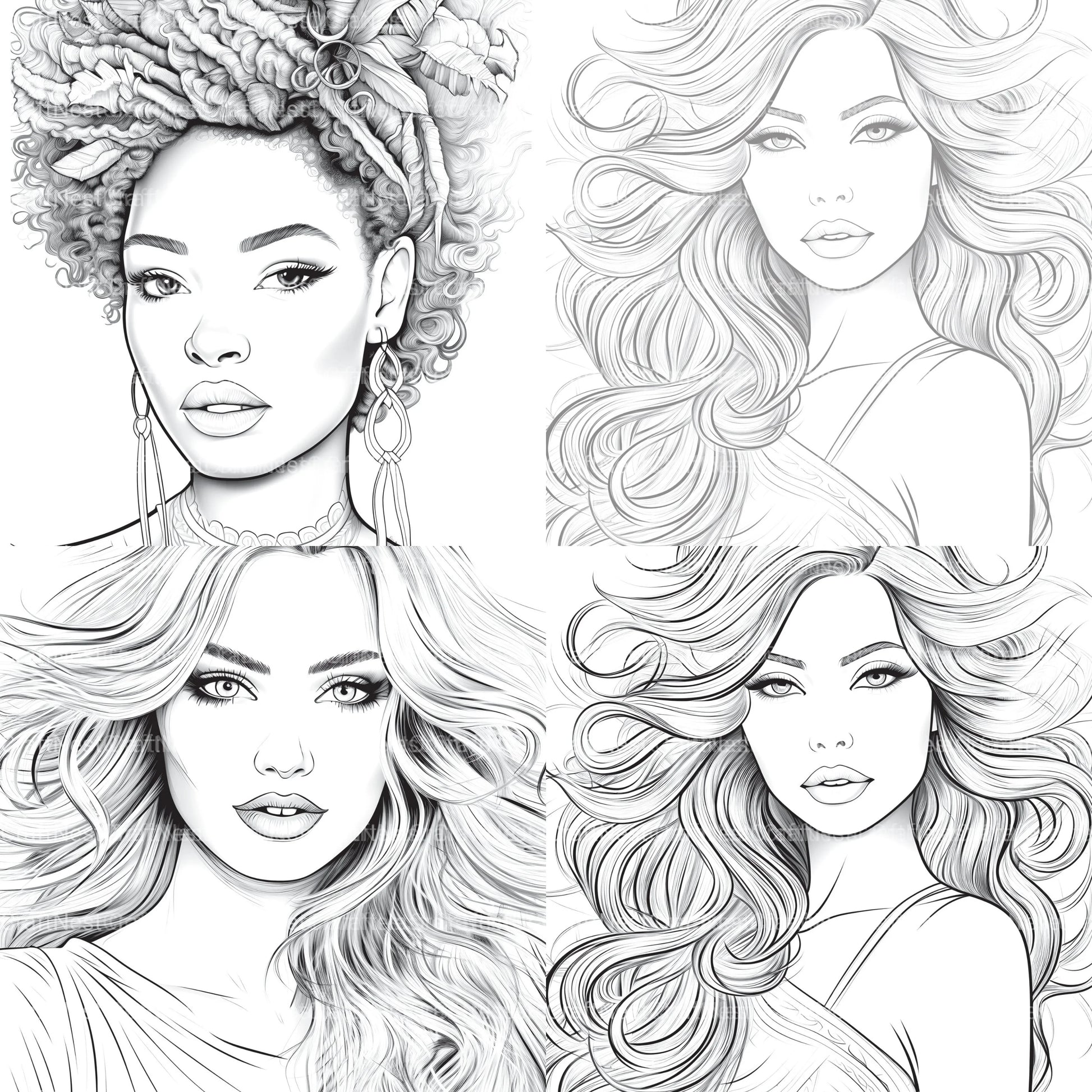 Beautiful Women Coloring Book - CraftNest - Digital Crafting and Art