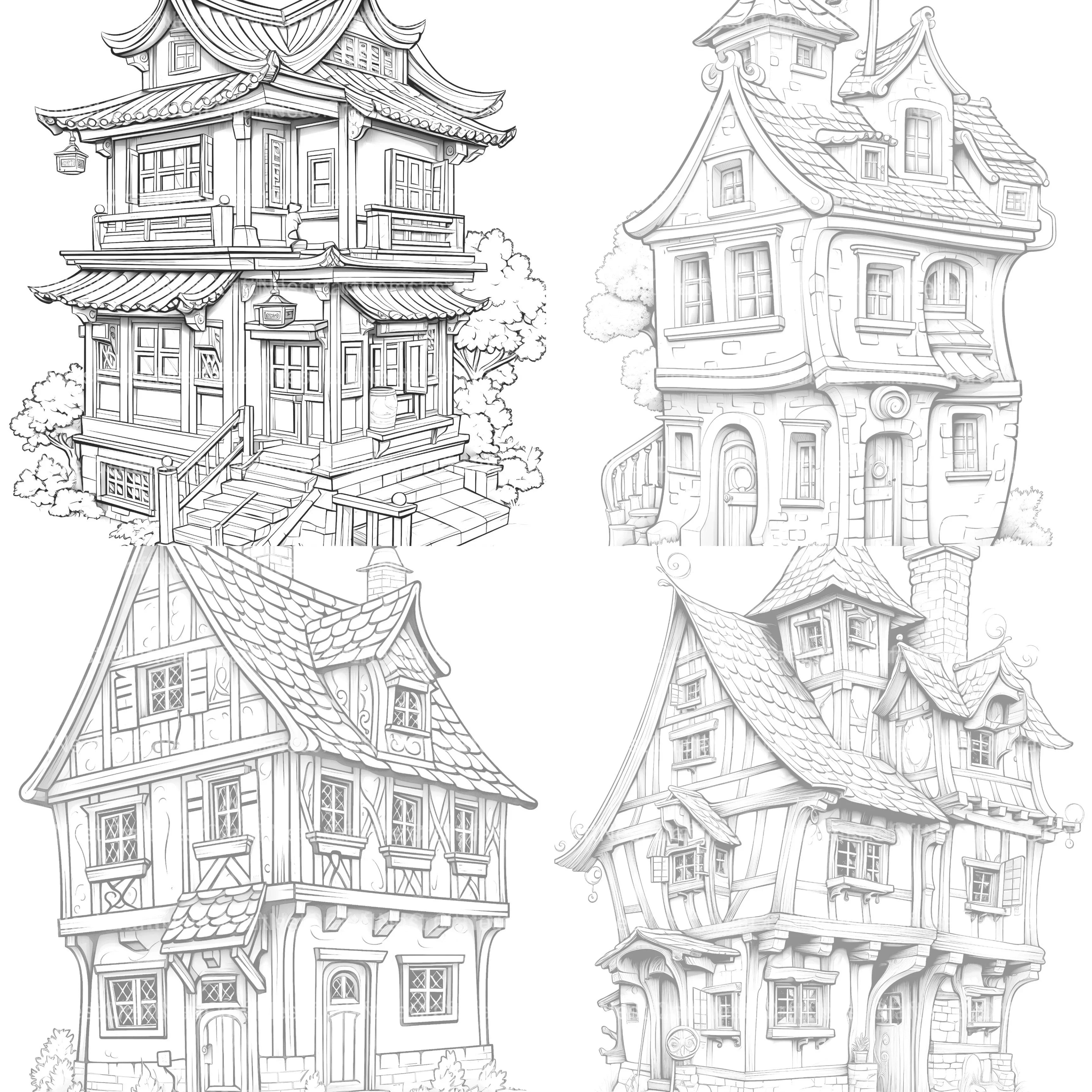 Mixed Tiny House Coloring Book - CraftNest - Digital Crafting and Art