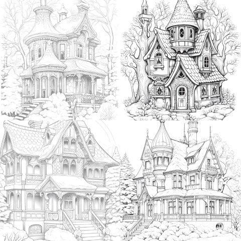 Winter Houses Coloring Book - CraftNest - Digital Crafting and Art