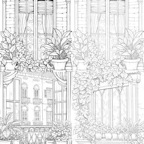 Mediterranean Windows Coloring Book - CraftNest - Digital Crafting and Art