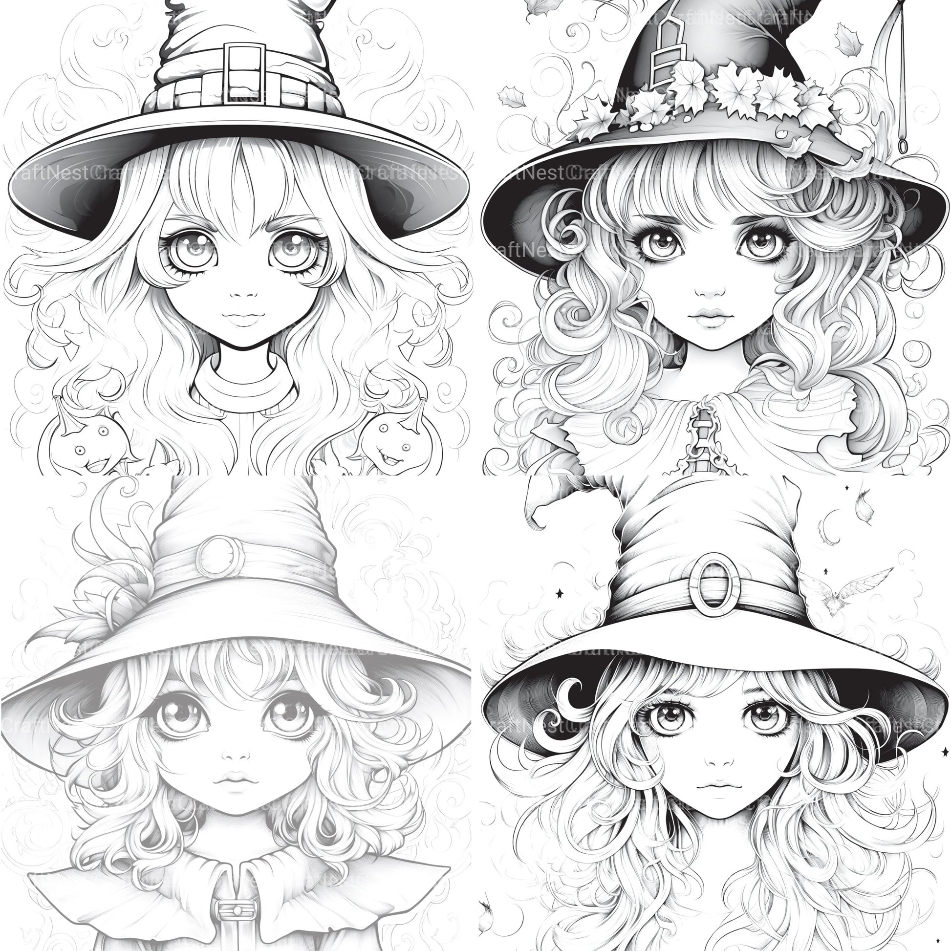 Cute Witch Coloring Book - CraftNest - Digital Crafting and Art