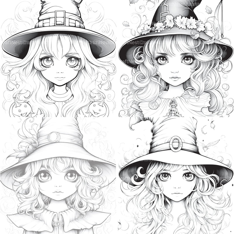 Cute Witch Coloring Book - CraftNest - Digital Crafting and Art