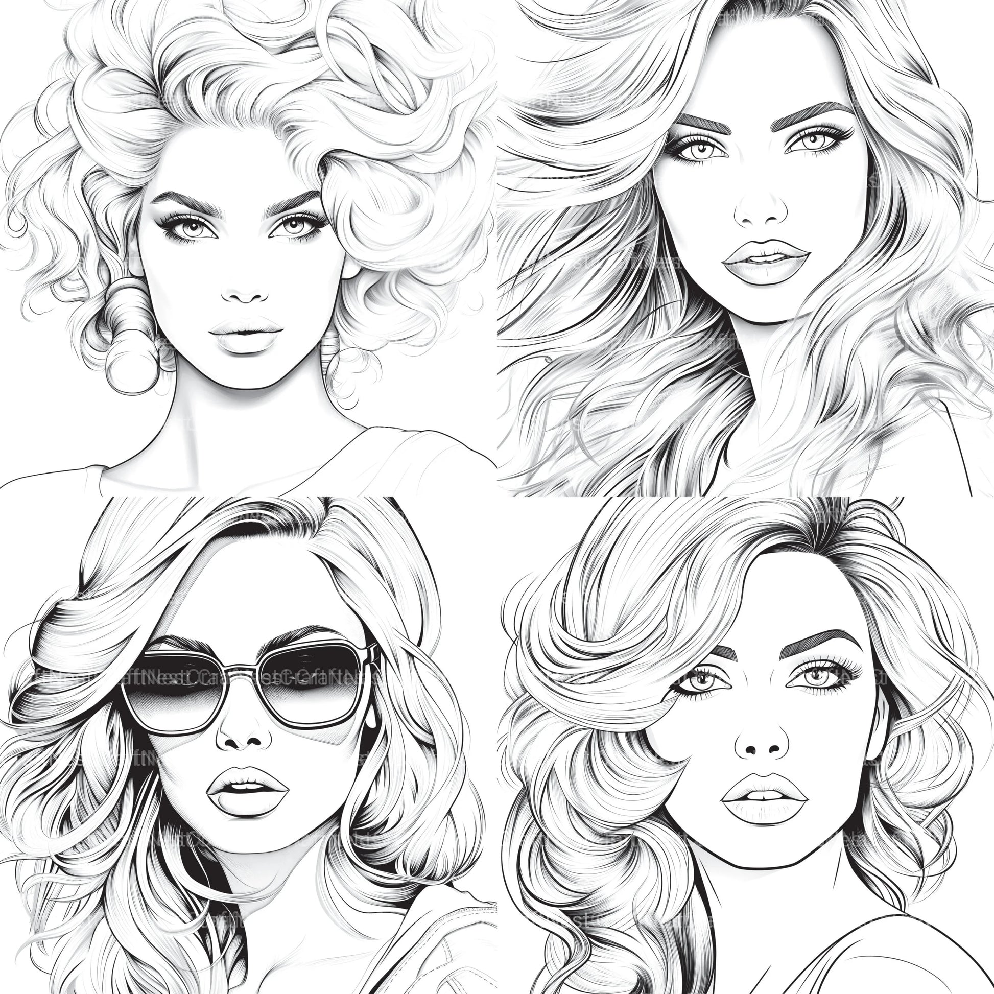 Beautiful Women Coloring Book - CraftNest - Digital Crafting and Art