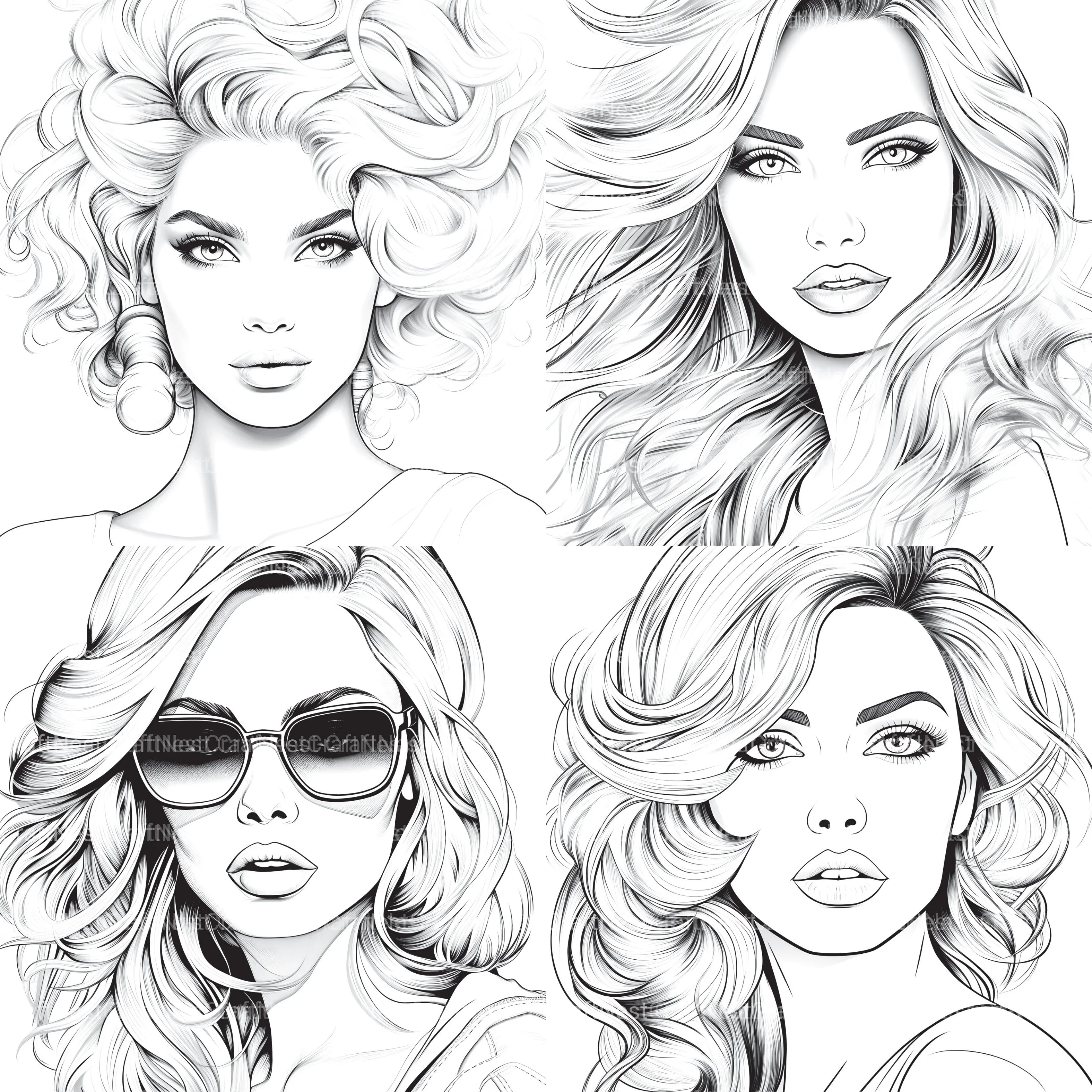 Beautiful Women Coloring Book - CraftNest - Digital Crafting and Art