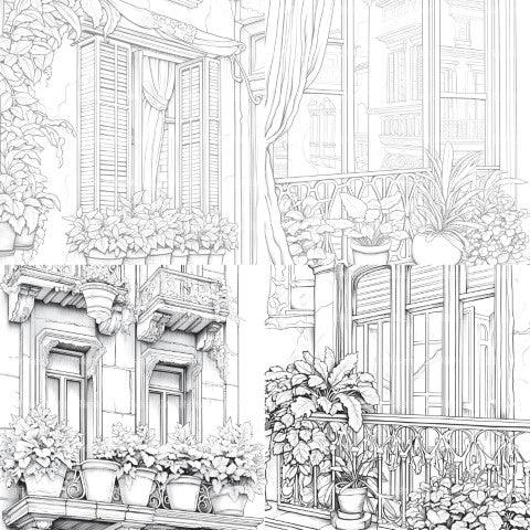 Mediterranean Windows Coloring Book - CraftNest - Digital Crafting and Art