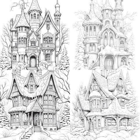 Winter Houses Coloring Book - CraftNest - Digital Crafting and Art