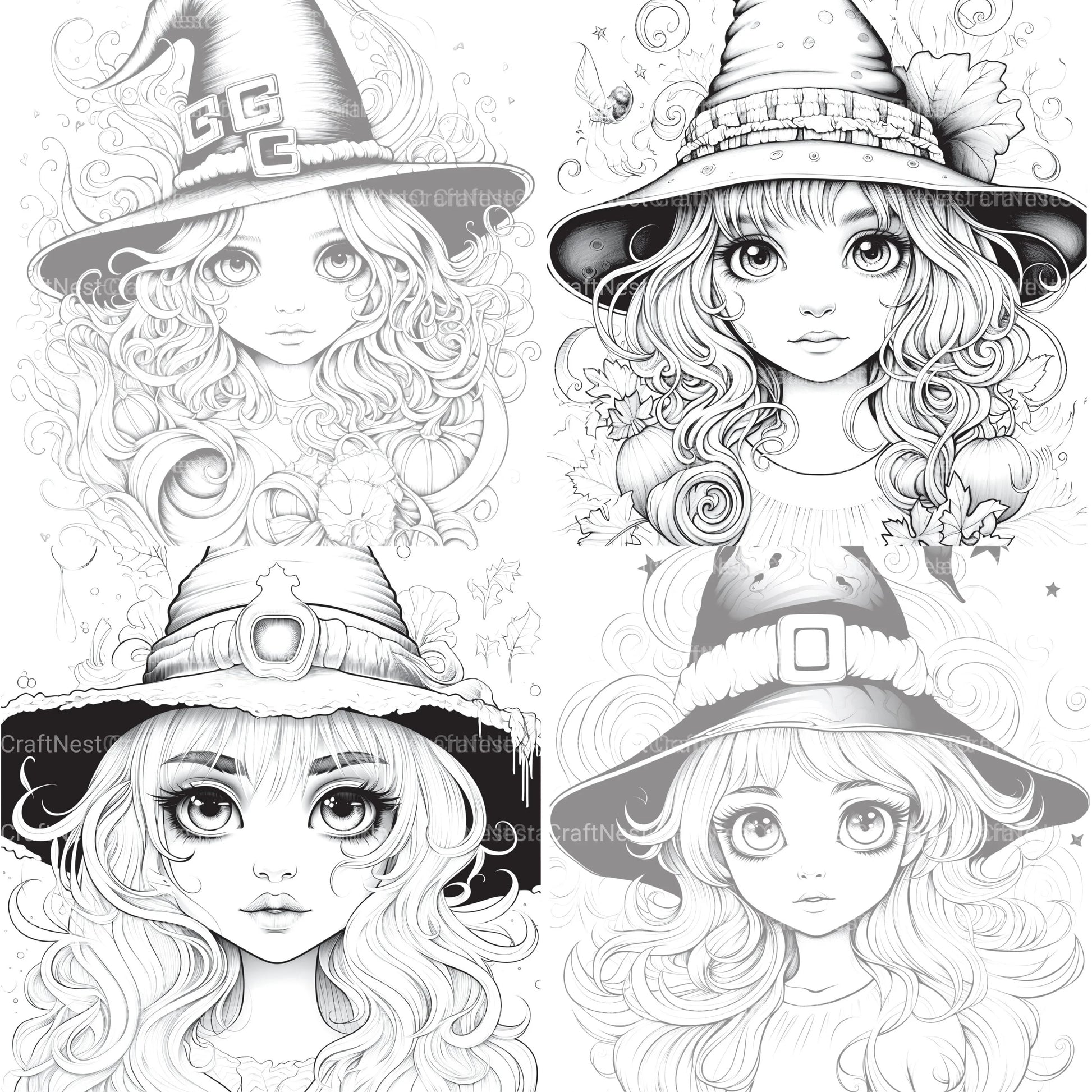 Cute Witch Coloring Book - CraftNest - Digital Crafting and Art