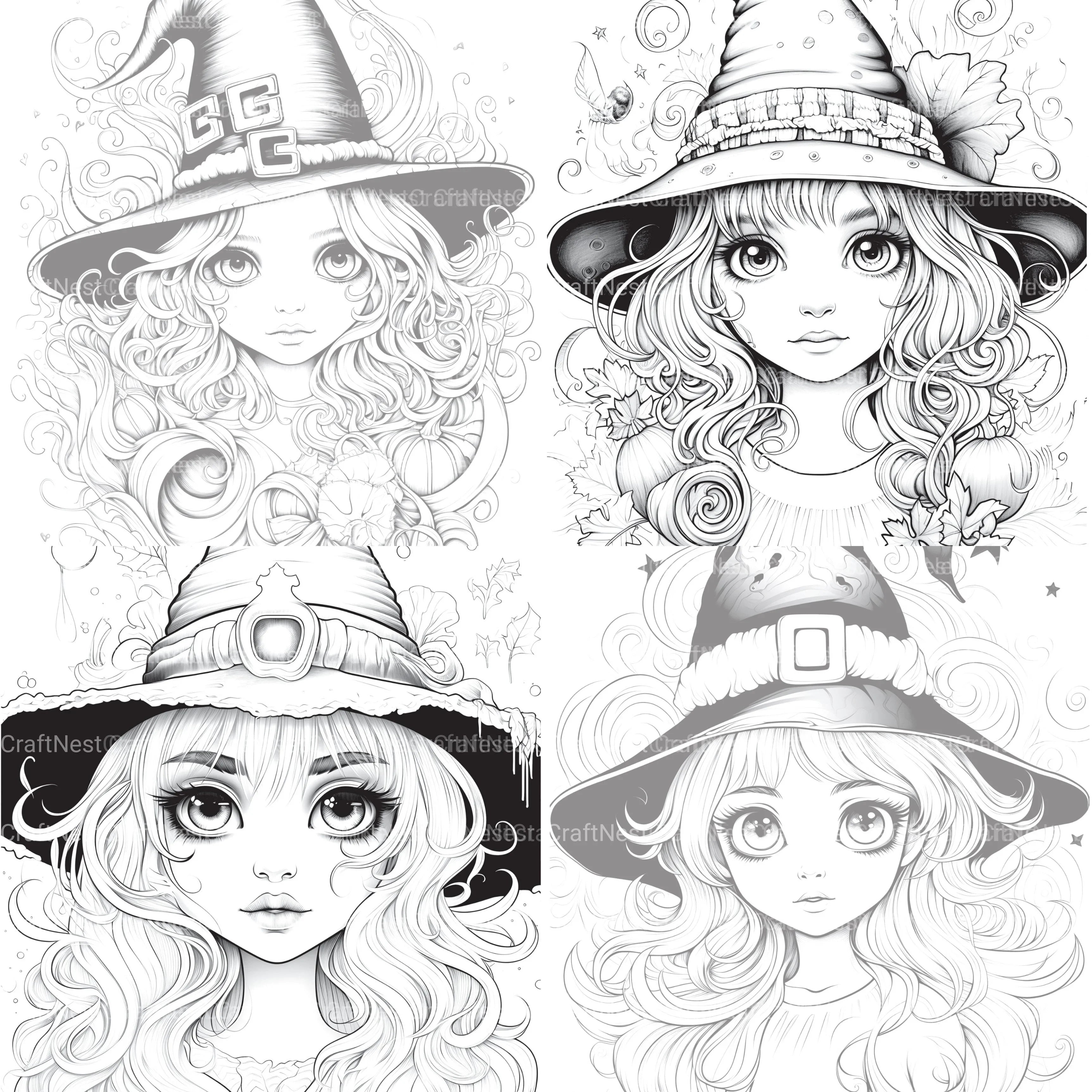 Cute Witch Coloring Book - CraftNest - Digital Crafting and Art