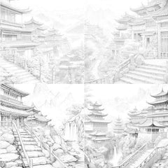 Old Chinese Villages Coloring Book - CraftNest - Digital Crafting and Art