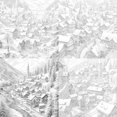 Winter Villages Coloring Book - CraftNest - Digital Crafting and Art