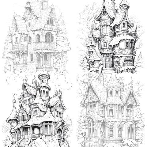 Winter Houses Coloring Book - CraftNest - Digital Crafting and Art