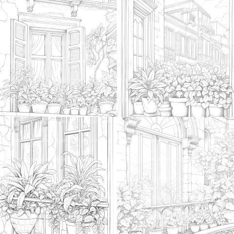 Mediterranean Windows Coloring Book - CraftNest - Digital Crafting and Art