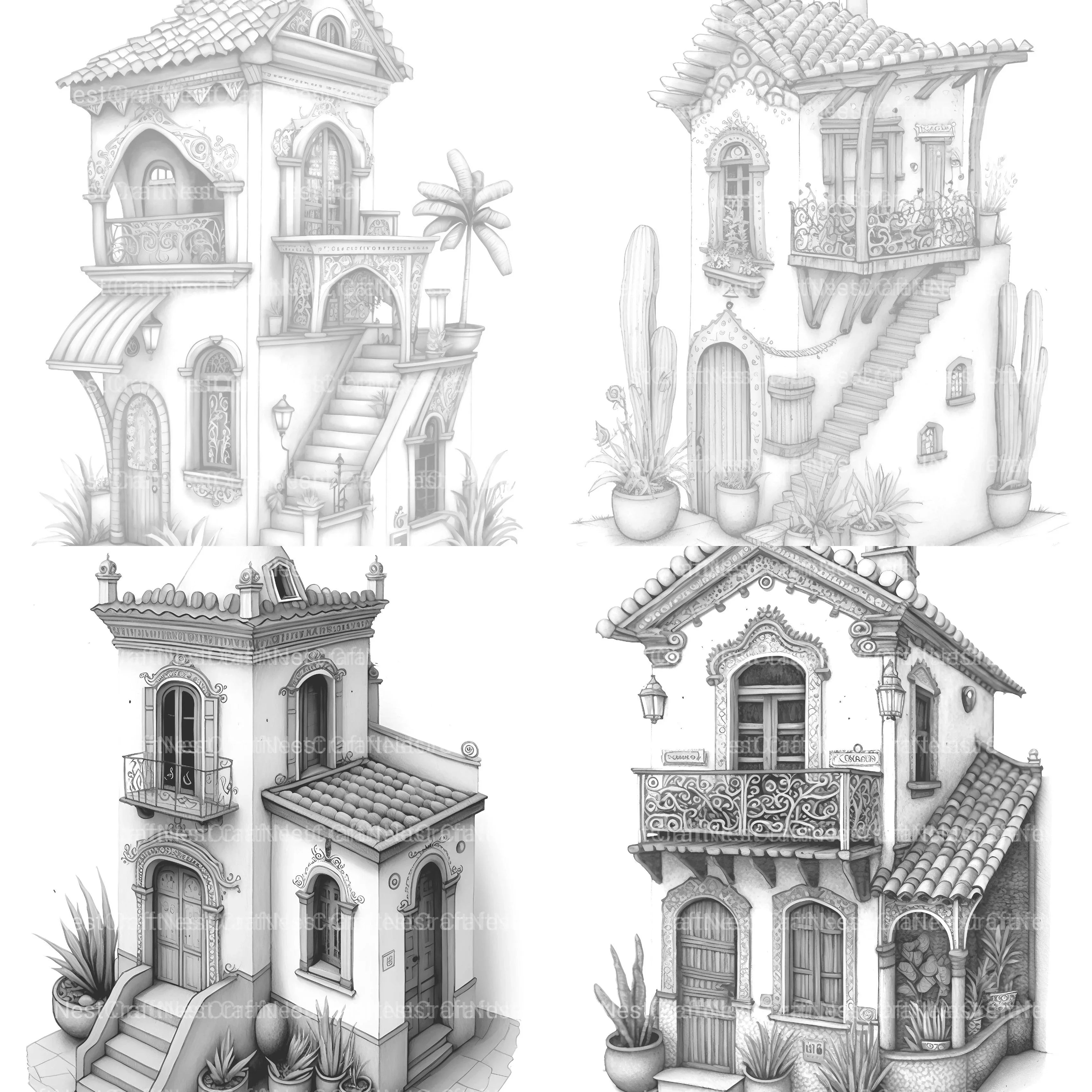 Mexican Tiny House Coloring Book - CraftNest - Digital Crafting and Art