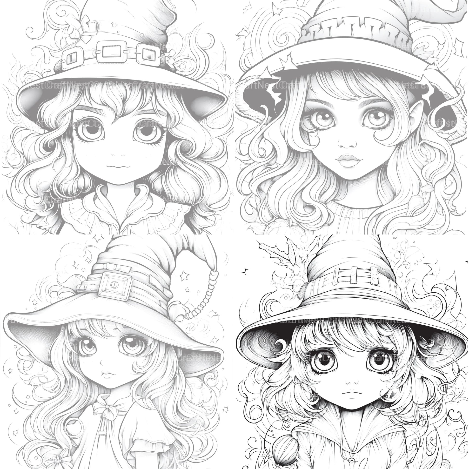 Cute Witch Coloring Book - CraftNest - Digital Crafting and Art