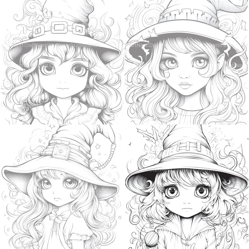 Cute Witch Coloring Book - CraftNest - Digital Crafting and Art
