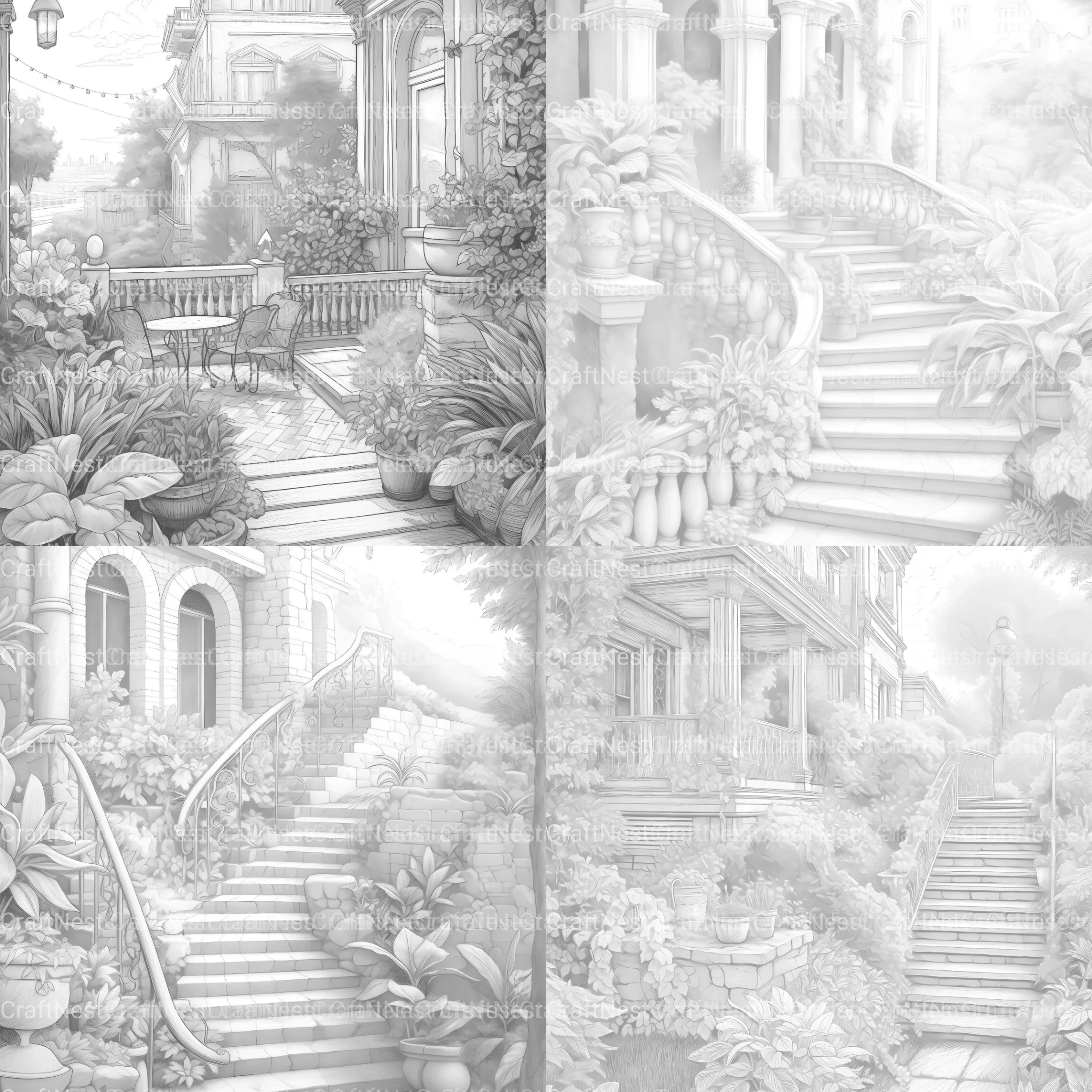 Garden Terrace Coloring Book - CraftNest - Digital Crafting and Art
