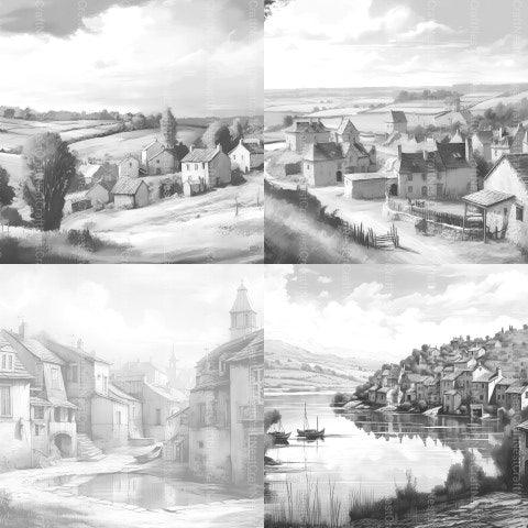 French Village Coloring Book - CraftNest - Digital Crafting and Art