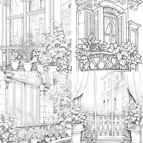 Mediterranean Windows Coloring Book - CraftNest - Digital Crafting and Art